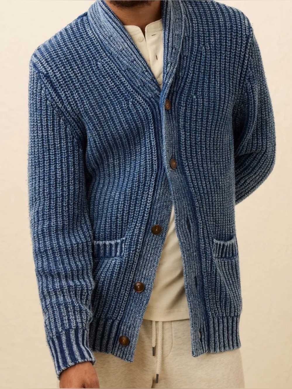 Faherty Chunky Indigo Cardigan - Windcliff Indigo Wash